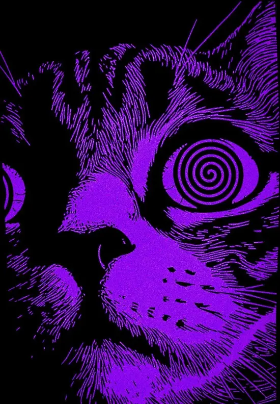 Expressive purple portrait with spirals