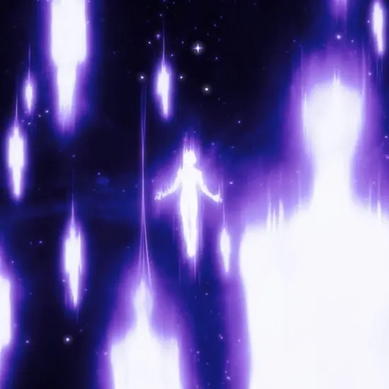 A silhouette in luminous violet light