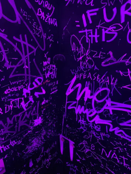 Handwritten purple graffiti collage